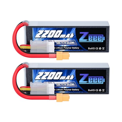 Zeee 3S Lipo Battery 2200mAh 11.1V 120C RC Battery with XT60 Plug RC Lipo for FPV Drone Quadcopter Helicopter Airplane RC Boat RC Car RC Models(2 Pack)