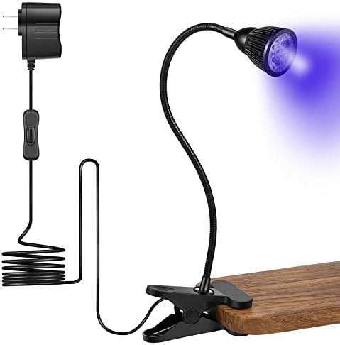 395nm UV LED Black Mild Fixtures 5W LED Blacklight with Clamp, Bendable UV Resin Mild Versatile Desk Gooseneck Lamp Moveable Mini UV Mild for Gel Nails Outside Stall Resin Curing