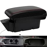 HRCHCG Consoles Armrest for Toyota 86 GT86 / Subaru BRZ Center Dual Storage Box for Scion FR-S 2012-2020 (Carbon Fiber Pattern - red)