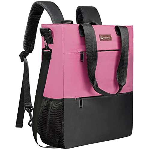 Cyureay Convertible Backpack Tote Women Laptop Daypack Water Resistant Casual Backpack For Work Computer Fits 15.6-Inch Laptop & Tablet, Light Pink #TOP4
