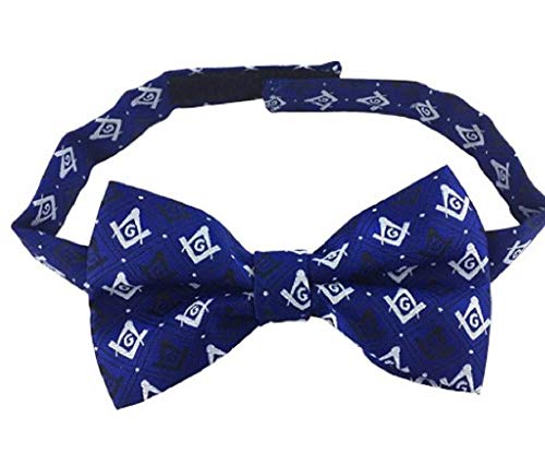 Pajarita masónica de seda 100% natural con escuadra y G azul