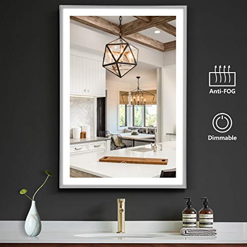 OOWOLF LED Bathroom Vanity Mirror, 26 x18 Inch Anti Fog 4000K Dimmable LED