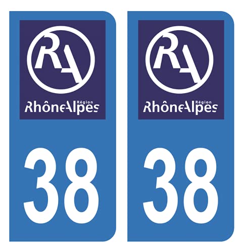 Autocollants Plaque Immatriculation Département 69 Rhône - Lot De 2 - Logo Rhône-Alpes - HADEXIA