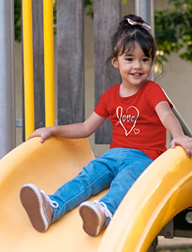 Tstars Cursive Love Girls Valentines Day Shirt Heart Graphic Valentine Youth Kids Girl Fitted T-Shirt2