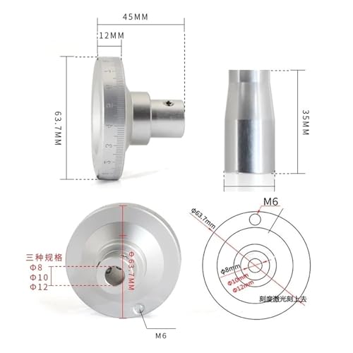 Volant machine-outil 12mm en métal durable pour réglage d'échelle précis - 6