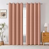 Homestan Solid Blackout Door Curtains 7 Feet Long Set of 2, Room Darkening Blackout Parda 7 Feet with Grommet Design for Home Decor (7x4 Feet, Peach)