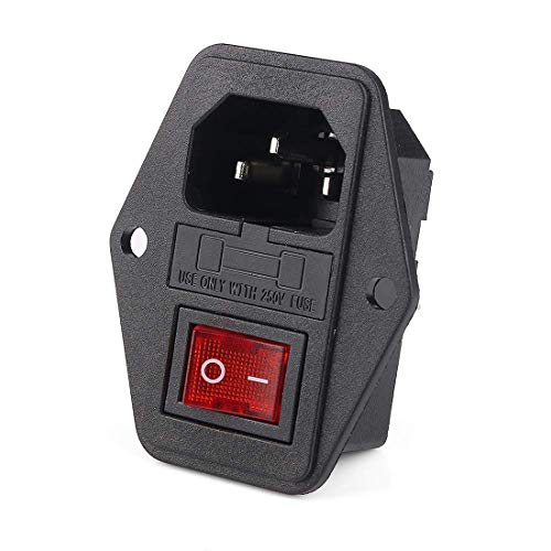 Hailege 3pcs AC 250V 15A 3 Terminal Power Socket with Fuse Holder Case ON/OFF Switch Arcade Power Supply