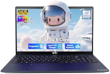 15.6" IPS FHD-Business-Laptop, Intel 6 Core i3-1215U 8GB RAM 256GB SSD (Beat i5-1135G7, Up to 4.4GHz) Computer with Backlit Keyboard Fingerprint 65W Type C Wi-Fi 6 Numpad Win 11