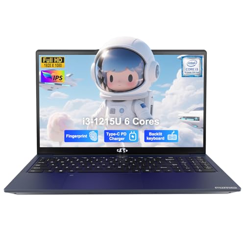 15.6" IPS FHD-Business-Laptop, Intel 6 Core i3-1215U 8GB RAM 256GB SSD (Beat i5-1135G7, Up to 4.4GHz) Computer with Backlit Keyboard Fingerprint 65W Type C Wi-Fi 6 Numpad Win 11