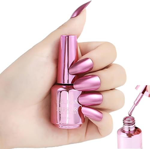 Quick-Drying Metallic Pink Nail Polish - Long-Lasting Mirror Finish with Water-Based Formula