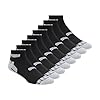PUMA Men's 8 Pack Athletic Cushioned Quarter Crew Socks, Black/Grey, 10-13