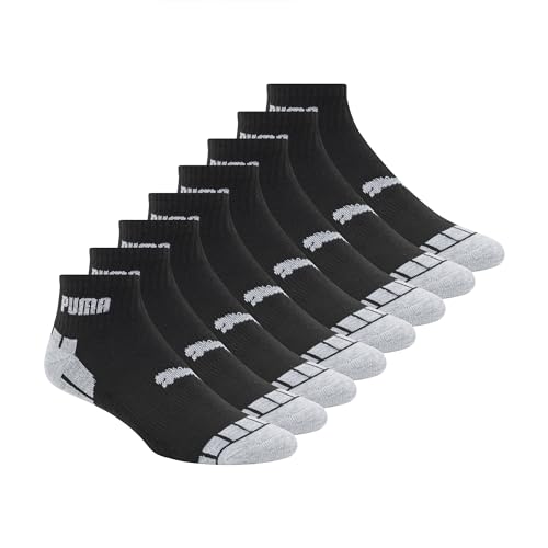 PUMA Mens 8 Pack Athletic Cushioned Quarter Crew Socks