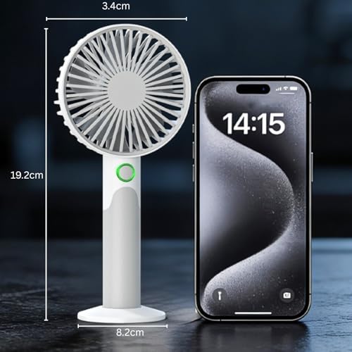 Image of One94Store Mini Handheld Fan, USB Rechargeable Fan with 1800mAh Battery, 6 Speed Cooling for Home Office Travel, White & Grey - Mini Fan, Small Fan, USB Fan, Hand Fan, Portable Fan