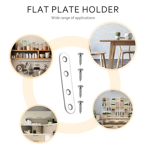 Mending Plates Flat Brackets, 12 Pcs Stainless Steel Straight Brace Brackets, Corner Fixing Joining Plates for Furniture with 48 Screws