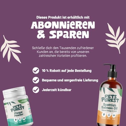 Pets Purest Zahnpflege Pulver - 100% Natürliche Zahnsteinentferner Hund, Katzen & Haustiere 185g. Zahnpflege Katzen & Hunde - für Mundgeruch, Zahnstein & Zahnfleischerkrankungen