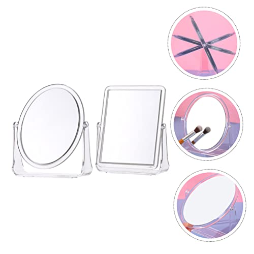 Espejos de maquillaje de doble cara para escritorio, 2 piezas miniatura 5