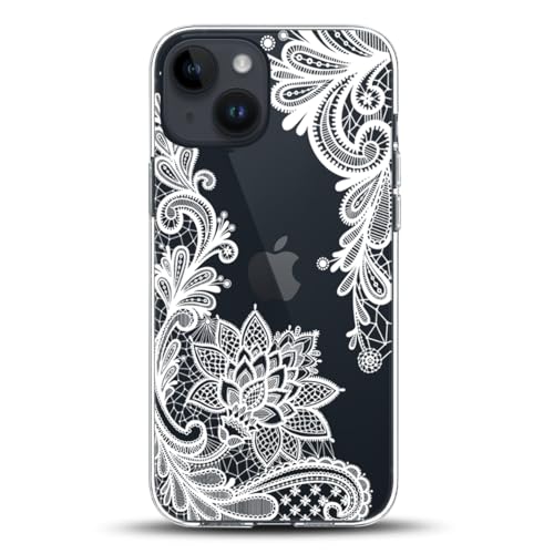 Coque iPhone 13 transparent blanc floral 13 en silicone souple et rigide anti-choc
