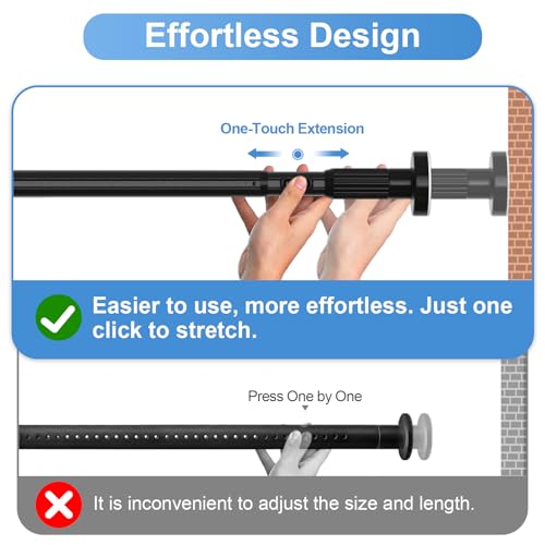 Image of Tension Rod 41-67inch Black Tension Curtain Rods no Drilling