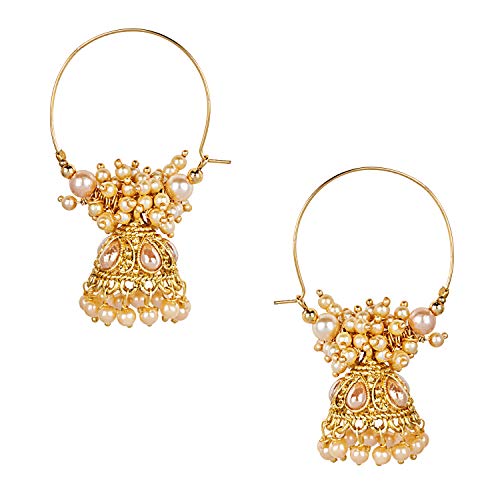 Bodha Traditional Indian Traditional Antique Gold Jhumka-Bali Earrings for Women 22K (SJ_1560)
