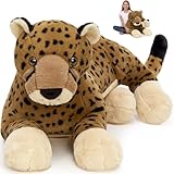 MaoGoLan Large Cheetah Stuffed Animal, Giant Cheetah Plush Toy for Girl Boy, Ridable Stuffy Leopard for Kid, Stuffed Leopard Plush Pillow for Valentines Birthday Gifts Baby Shower Party Favor 53 inch