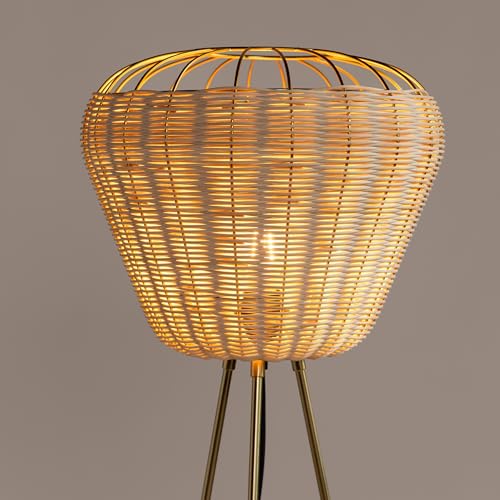 Image of FIG Living Meiji - Tapered Dome Floor Lamp | 130 cm Tall Standing Lamp | Modern Style & Metal Finished Tripod Lampbase | Best for Home Decor, Living Room, Home Office