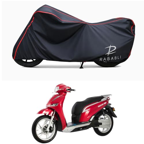 Image of Waterproof Bike Body Cover Compatible for | Okinawa Okhi90 STD | Taffeta Fabric, Red Piping Design, Bottom Elastic Fit | Dustproof, Sun UV & Rain Protection for All Bikes
