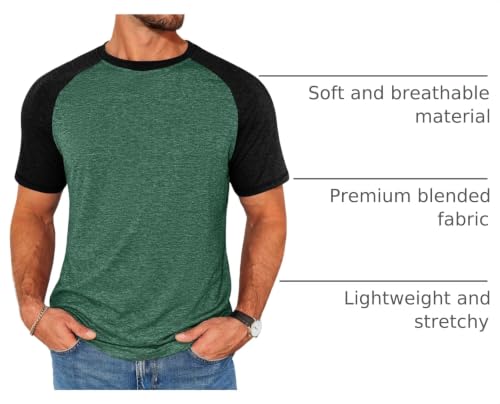 Image of Runcati Mens Casual Slim Fit T Shirts Raglan Short Sleeve Crewneck Baseball Tees Color Block Workout Fashion Shirt