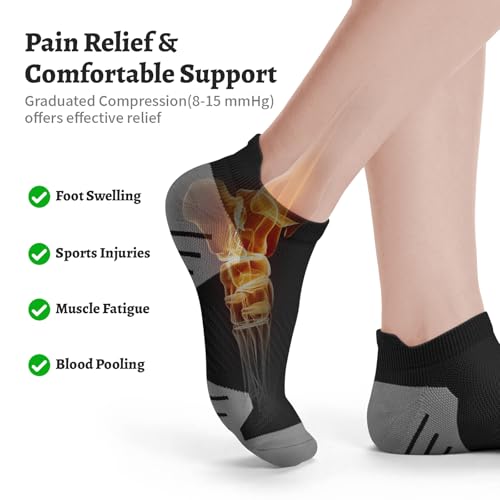 Image of 6 Pairs Compression Socks for Women Ankle Running Socks With Arch Support | Athletic Womens Socks with Heel Tab, Lightweight Cushioned & Breathable for Walking, Running, Workout, Travel, Everyday Wear
