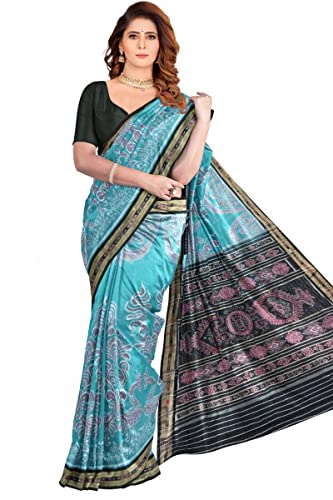 NUAPATANAPATA Women's Ikkat Sambalpuri Cotton Saree with Blouse P...