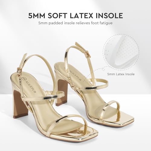 ALICEPUB Women's Chunky Block Heels Strappy Heels Square Open Toe Heeled Sandals Short Heels Comfortable Dressy Shoes Wedding Bridal Party2