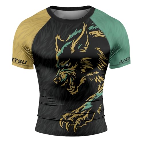 Wolf MMA Base Layer – Men’s Short Sleeve Compression Rash Guard for BJJ, No‑Gi Jiu Jitsu & Combat Training2