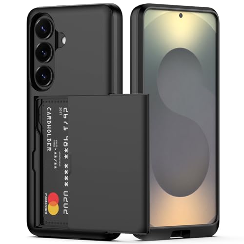 Nvollnoe for Samsung Galaxy S26 Case with Card Holder Dual Layer Heavy Duty Protective Case Hidden Card Slot Slim Wallet Cover for Samsung S26 6.2(Black)