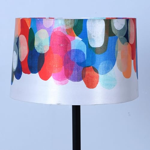 Image of tu casa Black Metal-Iron Base Foldable Floor Lamps with Abstract Print & Satin Shade for Bedroom, Living Room, Lounge, Office Area, Gifting Without Bulb for Home Decoration (Height - 53 inch)