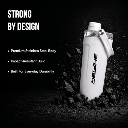 Image of Shifter Nitro Stainless Steel Protein Shaker Bottle 750ml | Leakproof Gym Shaker with Mixing Ball | BPA Free Steel Blender Bottle for Whey Protein, BCAA, Pre Workout & Fitness Drinks