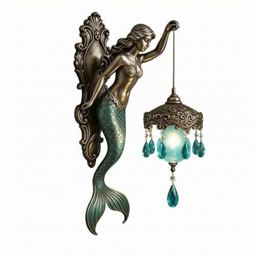 Applique Murale Vintage résine relief sirène ornement doré 19cm