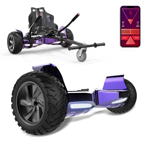 GeekMe Pack Hoverboard avec Hoverkart – Hoverboard 8,5 Pouces Tout-Terrain, Moteur Puissant, Haut-Parleur Bluetooth, Application Mobile