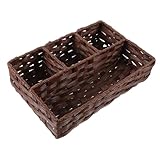 Parliky Cesta de Almacenamiento Tejida de Ratán Sintético con Divisiones Cesta Decorativa Multifuncional para Baño Cocina y Escritorio