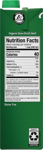Image of Pacific Foods Organic Beef Bone Broth, 32 oz Carton (Pack of 2)
