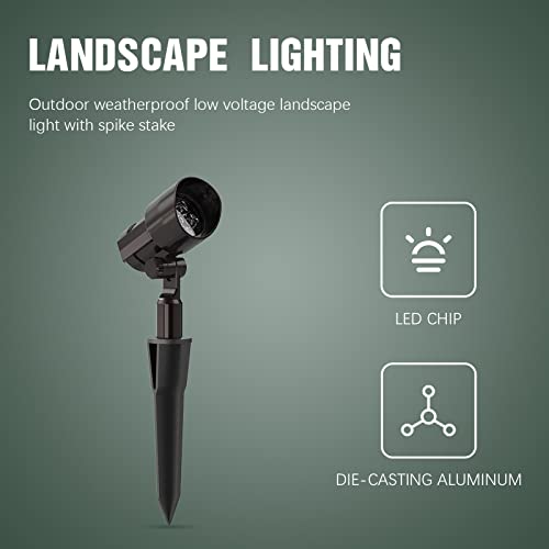 Malibu Led Low Voltage Landscape Spotlight 9W Cast Metal Oil Rubbed Bronze Finish Floodlight 300 Lumen 2700K Warm White With Connector And Spike Stake For Outdoor Use 8406-2620-01 #TOP5