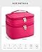 HBlife Double Layer Travel Makeup Bag Portable Cute Leather Cosmetic Bag Large Make Up Bag Makeup Case Organizer Toiletry Bag for Women Girls with Handle and Removable Divider(Hot Pink)