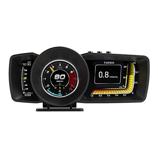 Mallofusa Car HUD Display, AP7 OBD2+GPS Smart Gauge HUD HD Head Up 3 LCD Screen Display Adjustable Bracket, Speed KM/H RPM Voltage Car Digital Speedometer for All Cars with OBD Interface