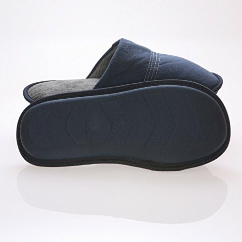 Vista 4 de Deluxe Comfort Pantuflas de espuma viscoelástica para hombre, talla 7-8, cómodo forro polar de felpa, suela de ruber duradera que no deja marcas