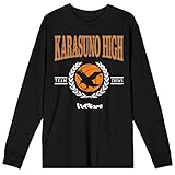 Haikyu Season 1 Karasuno High Crows Crew Neck Long Sleeve Black Fleece Adult Tee-Small