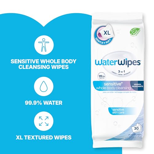 WaterWipes Sensitive Whole Body Cleansing Wipes, 99.9% Purified Water, XL Textured Wipes, Incontinence Care, Fragrance Free, 90 Count - image 3