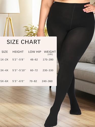 Plus Size Fleece Lined Tights for Women Opaque Warm Thermal Stockings Thick Pantyhose Winter 6
