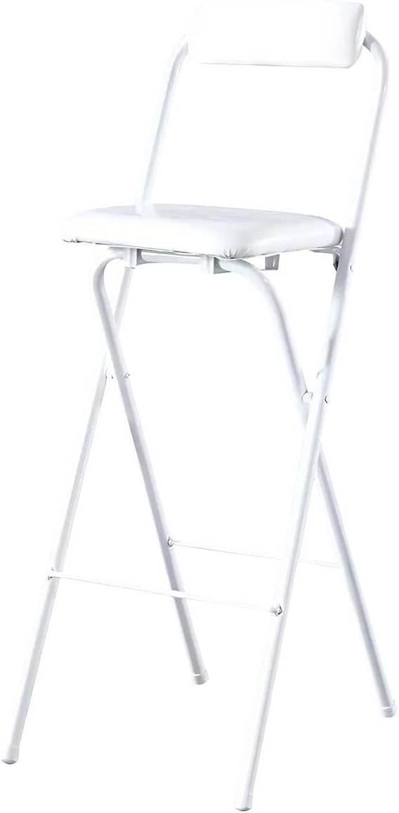 24/26/28/30inch Folding Bar Padded High ChairPortable Kitchen Counter Height Foldable Chair with Backrest and Footrest(24inch/60cm) (White 24inch/60cm)