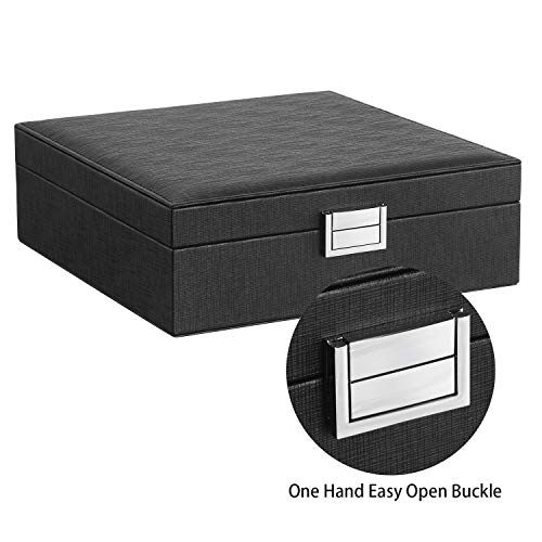 Bewishome Jewelry Boxes For Women Girls Gifts For Mom Wife, 2 Layers Jewelry Box Display Storage Case, Pu Leather Necklace Jewelry Organizer Box For Earrings Rings Necklaces, Bracelets, Black Ssh71B #TOP4