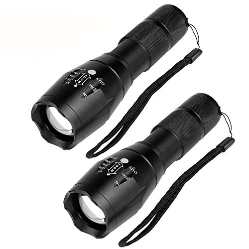 Akaho LED Tactical Flashlight, High Lumen Handheld Flashlight Zoomable, Water Resistant, Ultra Bright Tac light with 5 Light Modes For Outdoors Camping Emergency (2 Pack)