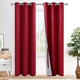 XWZO 100% Blackout Window Curtains - Thermal Insulated & Noise Reduction Black Liner Window Treatmen
