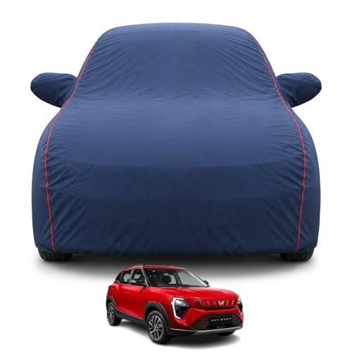Image of Compatible with XUV 3XO EV Models 100% Waterproof Car Cover for All Weather Protection Mirror & Inner Cotton Triple Stitched Cover, Adjustable Belt Bottom Elastic (Navy Blue)